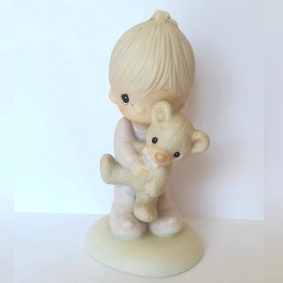 Vintage Precious Moments Jesus Loves Me Boy Collectible Porcelain Figurine - Picture 1 of 8
